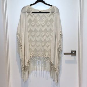 Gorgeous Ivory Fringed Coverup, Like New *XS